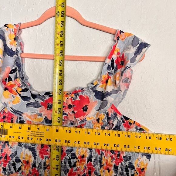 Isabel Maternity Dress Womens Size L Ruffle Sleeve Smocked Floral Maxi Tiered - Picture 7 of 11